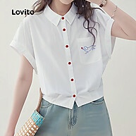 Blusa Branca Casual com Bolso Plissado e Bordado – Estilo Primavera/Verão - imagem 2
