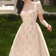 Vestido Casual Lovito com Zíper - Estilo Floral Primavera/Verão - imagem 2