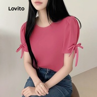 Blusa Casual de Renda com Amarração Lovito Rosa: Conforto e Estilo para Primavera/Verão - imagem 2