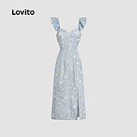 Vestido Boho Lovito Azul: Recorte na Frente, Confortável e Estiloso para Primavera/Verão - imagem 2