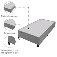 Cama Box Solteiro 0,79m Cinza Suede – Prince - imagem 2