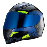 Capacete Moto Unissex X11 Trust Pro Ballads Com Viseira Extra (Azul+Neon, 61) - imagem 1