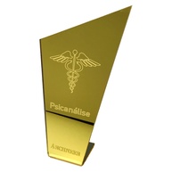 Placa Psicanálise Dourada - Escultura Simbólica para Profissionais e Decoração - imagem 1
