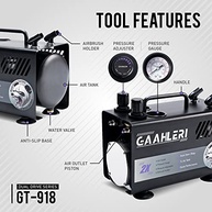 Kit Aerógrafo Gaahleri Profissional com Compressor e Tanque de Ar 1L - Pintura, Confeitaria, Tatuagem e Modelismo - imagem 3