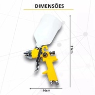 Pulverizador De Tinta Profissional Hvlp Com Reservatório 3 Bicos 600ml Pintura Automotiva Residencial - imagem 4