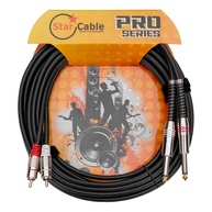 Cabo de Áudio Star Cable Pro Series 5m: 2x P10 Mono para 2x RCA - Conexão Profissional e Impecável - imagem 1