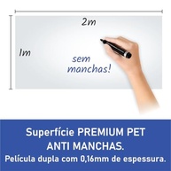 Adesivo Quadro Branco Lousa Laminado 2x1m - Sem Manchas, Resistente e Profissional - imagem 3
