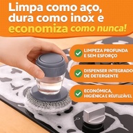 Escova de Aço com Dispenser de Detergente SteelPower - Limpeza Profunda e Econômica para Cozinha - imagem 5