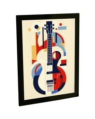 Quadro Decorativo Violão - Arte Vetorizada para Quarto e Sala | Moldura Pronta com Grampos Flexpoint - imagem 2