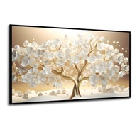 Quadro Decorativo Floral Árvore da Prosperidade Dourada 60x90cm - Moldura Retangular Moderna para Sala, Quarto e Escritório - imagem 4