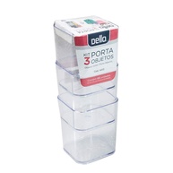 Kit com 3 Porta Objetos Multiuso Cristal PROTEA – Organize com Estilo e Funcionalidade - imagem 1