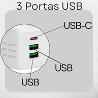 Régua de Energia Premium: 3 Tomadas + 3 USB (1 Tipo-C) | Proteção e Praticidade - imagem 4