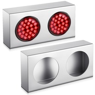 Kit 2 Caixas de Luz Dupla Redonda 10cm Inox 14 Ga para Caminhão e Reboque - Proteção e Personalização - imagem 1