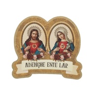 Adorno de Porta Sagrado Coração de Jesus e Maria em Madeira - Proteção Espiritual com Estilo - imagem 4