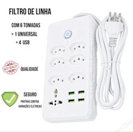 Régua Filtro de Linha 7 Tomadas + 4 USB Bivolt Lehmox: Proteção e Conexão para Seus Eletrônicos - imagem 3