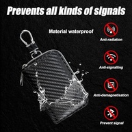 Faraday – Caixa protetora de chaveiro, bolsa de proteção de chave de carro de fibra de carbono para bloqueio de sinal RFID, suporte de chave automotivo antirroubo com zíper, protetor universal - imagem 4