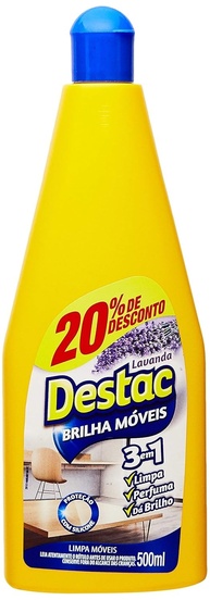 Destac Lavanda - Brilha Móveis Perfumado 500mL - Limpeza e Proteção para Couro e Sintético - imagem 1