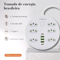 Extensão Coibeu: 10 Tomadas + 5 USB (2 USB-C PD) - Carregamento Rápido e Proteção Total - imagem 3