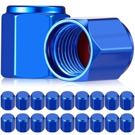 20 Tampas de Válvula de Pneu Hexagonais em Alumínio Azul - Proteção Universal para Carros e Motos - imagem 1