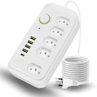 Extensão Inteligente: 5 Tomadas, 4 USB + 1 Tipo-C, 2m, 2500W Bivolt com Proteção - imagem 1