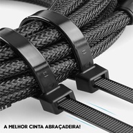 Kit 1000 Abraçadeiras Nylon 20cm x 3,6mm Reforçada com Proteção UV - Enforca Gato Forte e Antiderrapante - imagem 5