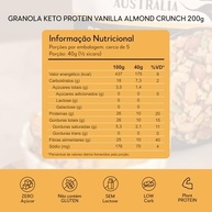 Hart's Natural Granola Australia Low Carb Keto Protein Vanilla Almond Crunch, 26g de Proteína, Granola Sem Açucar, Sem Lactose, Sem Glúten, Vegano, 200g - imagem 3