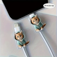 Protetor de Cabo Gatinho: Kit 2 Peças para iPhone e Type-C - imagem 1