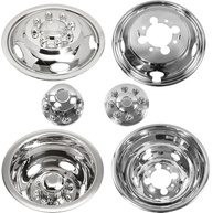 Simulador de roda dupla de aço inoxidável polido protetor de 43.2 cm adequado para Dodge Ram3500 2003-2019, 4 peças durável e bonito 8 lug 5 furos de mão capa de roda com tampa central - imagem 3