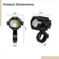 Kit 2 Luzes de Neblina LED Moto 18000lm: Feixe Duplo Potente e à Prova d'Água - imagem 5