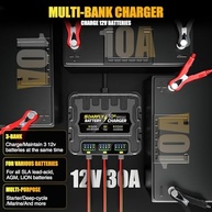Carregador de Bateria Marítimo Inteligente 3 Bancos 12V 30A - À Prova d'Água e Dessulfador - imagem 3