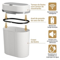 Lixeira Automática 12L com Sensor de Movimento Inteligente - Design Moderno e à Prova d'Água - imagem 3