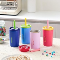 Conjunto de Copos Infantil Aço Inox 355ml com Canudo e Tampa - Seguro, Sem BPA, à Prova de Vazamento - imagem 3