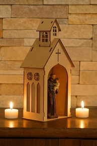 Oratório Capela Provençal em MDF Cru com Corte a Laser - Decoração Religiosa Elegante e Versátil - imagem 1