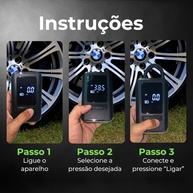 Bomba de Ar Portátil Digital 130 PSI: Compressor 4000mAh com USB-C, Lanterna LED e Powerbank - imagem 5