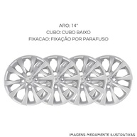 Calota Aro 14" Fiat Mobi, Argo, Palio 2021 - Jogo 4 Calotas Prata Grid 293CB-PTA-E - imagem 4