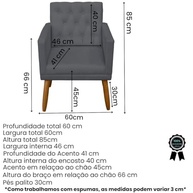 Poltrona Decorativa Moderna com Puff Cinza - Conforto e Estilo para Sala e Recepção - imagem 3