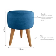 Puff Redondo Estofado Azul-Marinho com Pé Palito - Decore com Estilo e Conforto - imagem 3