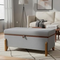 Puff Recamier Baú Cinza 100cm - Conforto e Estilo para o Quarto com Design Moderno - imagem 2