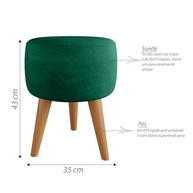 Puff Redondo Estofado com Pé Palito - Assento Decorativo Moderno em Verde-Musgo - imagem 3