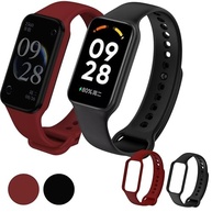 kIT 2 Pulseira para MI Band 8 Active Preto e Vinho Marsala Bracelete em Silicone TPU Regulavel Macia Confortavel e Regulagem para Vários Tamanhos - imagem 2