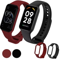 kIT 2 Pulseira para MI Band 8 Active Preto e Vinho Marsala Bracelete em Silicone TPU Regulavel Macia Confortavel e Regulagem para Vários Tamanhos - imagem 1