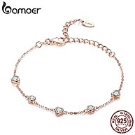 Pulseira Bamoer Clássica Prata 925 com Coração Dourado - imagem 1