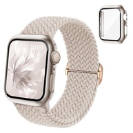 Pulseira elástica trançada compatível com Apple Watch séries 10, 9, 8, 7, SE, 6, 5, 4, 3 de 40 mm, 41 mm, 42 mm, 44 mm, 45 mm, 46 mm, com protetor de tela - imagem 1