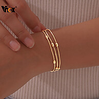 Pulseira Dourada Vnox: Elegância em Camadas - imagem 1