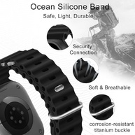 Pulseira esportiva de silicone Ocean – compatível com Apple Watch Ultra 2/Ultra de 49 mm, 45 mm, 44 mm e 42 mm, para iWatch Ultra 2, iWatch Ultra séries SE 9/8/7/6/5/4 - imagem 3