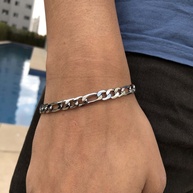 Pulseira Fígaro Masculina: Prata Inox 20cm - imagem 1
