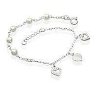Pulseira Prata 925 com Pérolas e Corações - imagem 1
