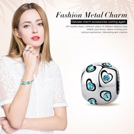 Berloques Bamoer: Coração de Cristal Azul para Pulseiras - imagem 2