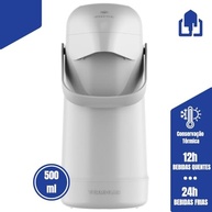 Garrafa Térmica Magic Pump com Bomba de Pressão 500ml - Branco | Mantém Bebidas Fria por 24h e Quente por 12h - imagem 5