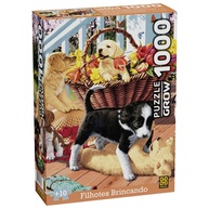 Puzzle 1000 Peças: Filhotes Brincando 🐶 - imagem 1
